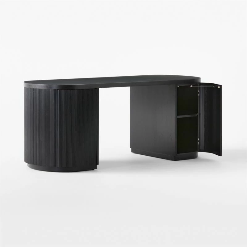 Reid Oval Black Wood Storage Desk 6 Reid Oval Black Wood Storage Desk - Image 4