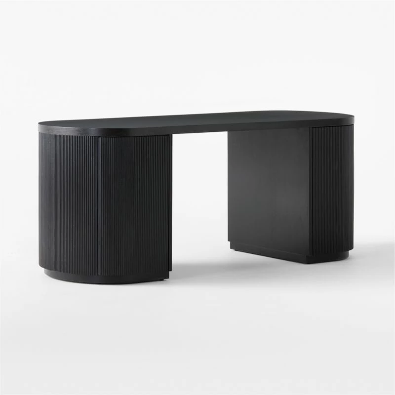 Reid Oval Black Wood Storage Desk 5 Reid Oval Black Wood Storage Desk - Image 3