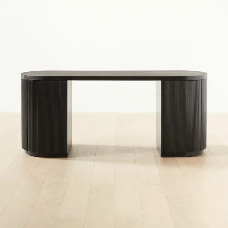 Reid Oval Black Wood Storage Desk 3 Reid Oval Black Wood Storage Desk