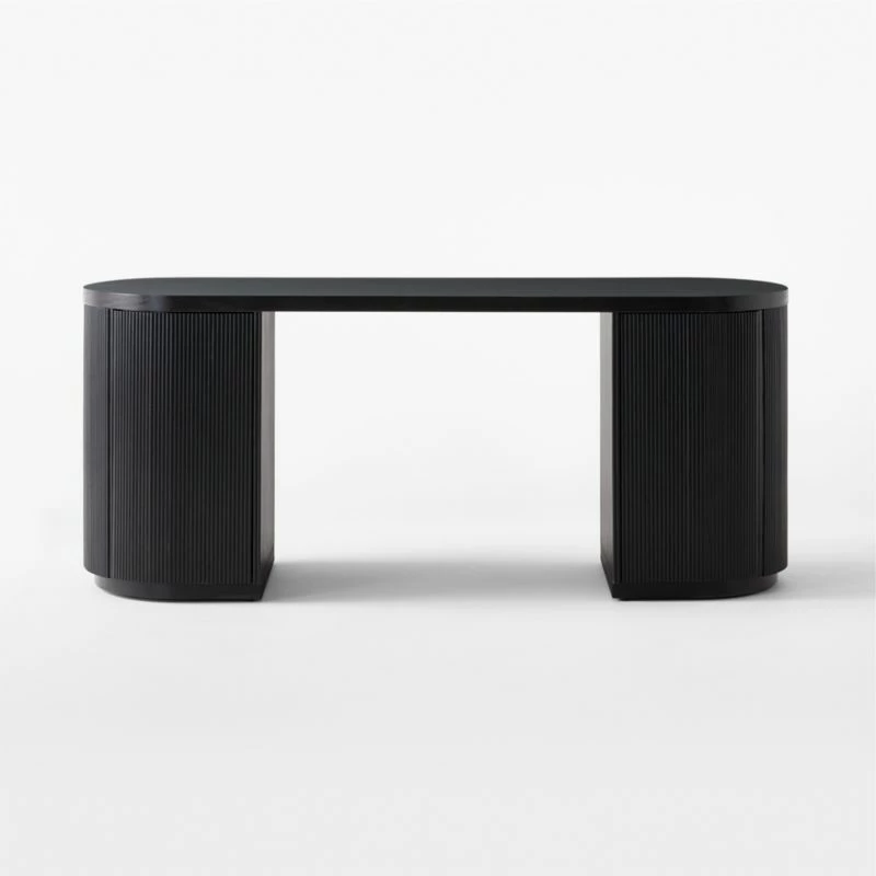 Reid Oval Black Wood Storage Desk 4 Reid Oval Black Wood Storage Desk - Image 2