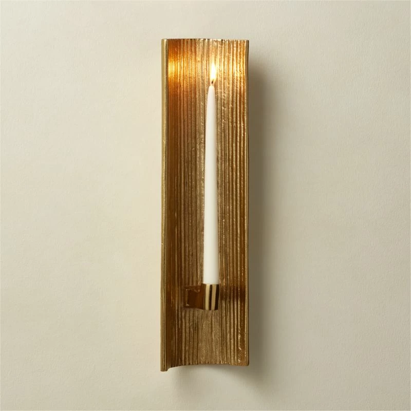 Ripple Brass Wall Sconce Taper Candle Holder 4 Ripple Brass Wall Sconce Taper Candle Holder - Image 2