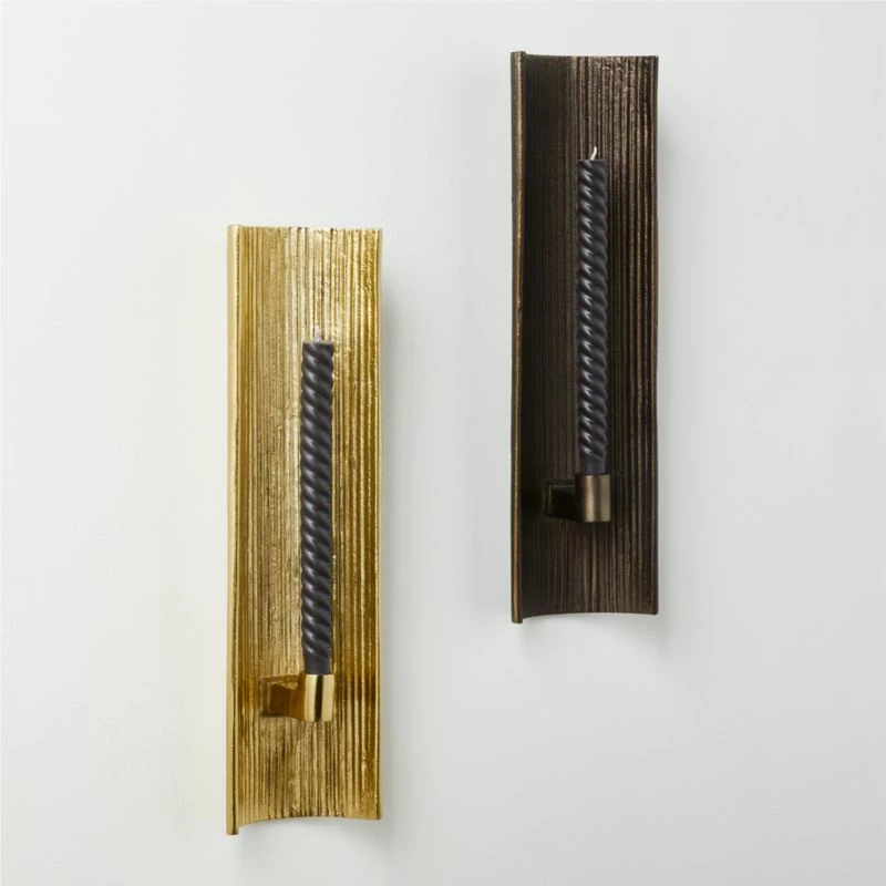 Ripple Brass Wall Sconce Taper Candle Holder 6 Ripple Brass Wall Sconce Taper Candle Holder - Image 4