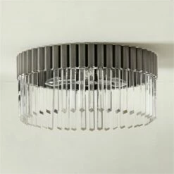 Risette Black Chrome And Crystal Flush Mount Light