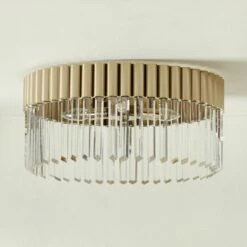 Risette Polished Champagne And Crystal Flush Mount Light