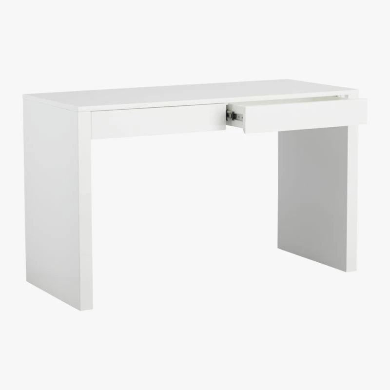 Runway 2-Drawer White Lacquered Wood Desk 8 Runway 2-Drawer White Lacquered Wood Desk - Image 6