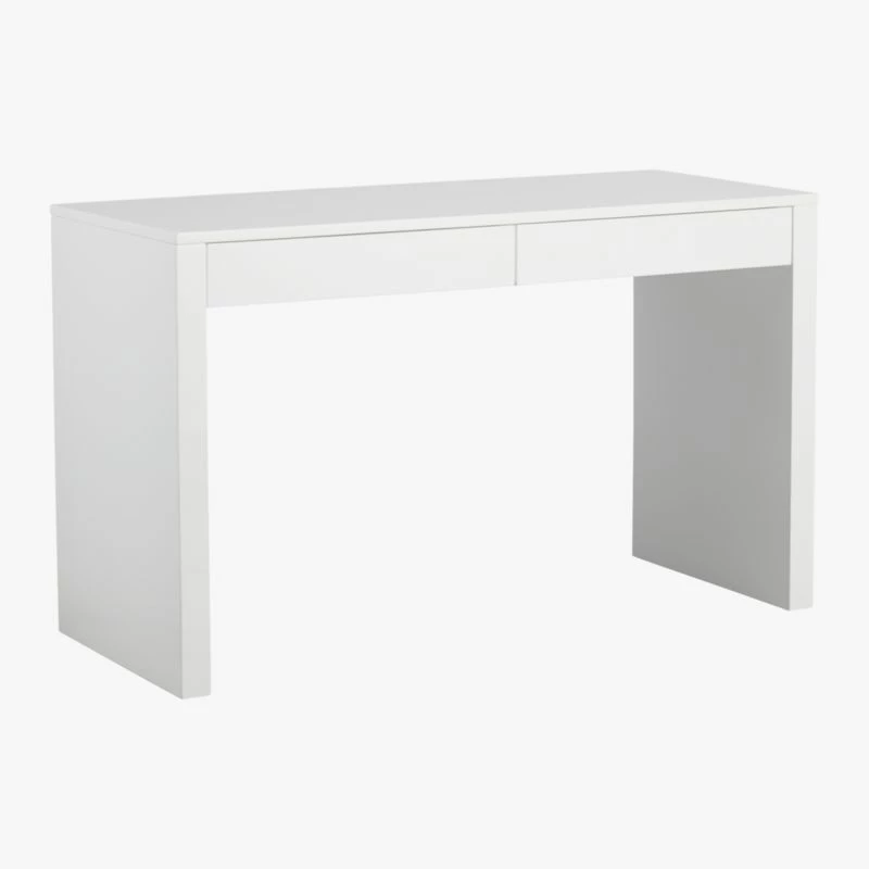 Runway 2-Drawer White Lacquered Wood Desk 7 Runway 2-Drawer White Lacquered Wood Desk - Image 5