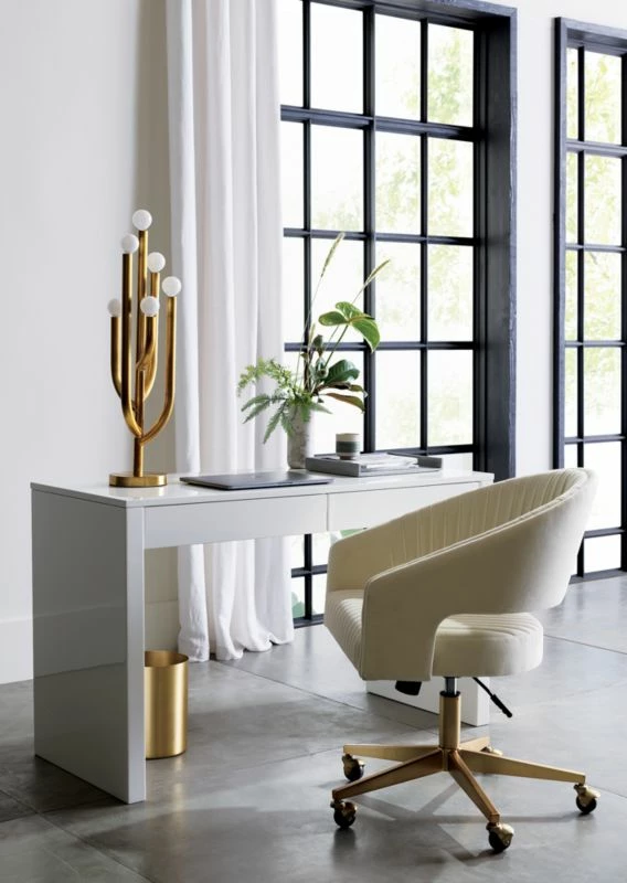 Runway 2-Drawer White Lacquered Wood Desk 4 Runway 2-Drawer White Lacquered Wood Desk - Image 2