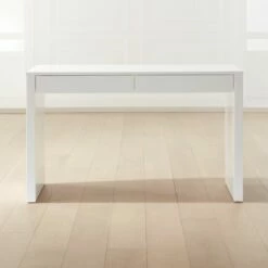 Runway 2-Drawer White Lacquered Wood Desk