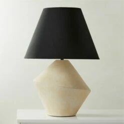 Sabia Ivory Ceramic Table Lamp With Black Shade