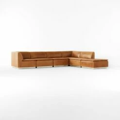 Salon 6-Piece L-Shaped Brown Leather Sectional Sofa -marin sHOP Salon6pcBrownLthrSect3QSSF22