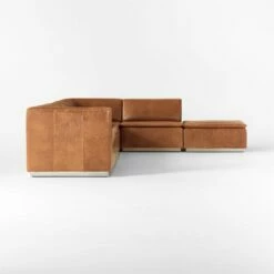 Salon 6-Piece L-Shaped Brown Leather Sectional Sofa -marin sHOP Salon6pcBrownLthrSectSDSSF22