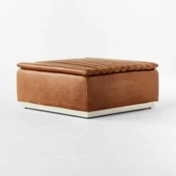 Salon Brown Leather Ottoman -marin sHOP SalonBrnLthrOttoman3QSSF22