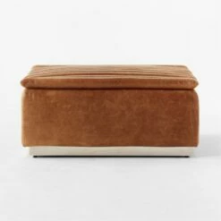 Salon Brown Leather Ottoman -marin sHOP SalonBrnLthrOttomanSDSSF22