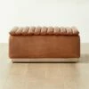 Salon Brown Leather Ottoman -marin sHOP SalonBrnLthrOttomanSHF22