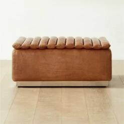 Salon Brown Leather Ottoman