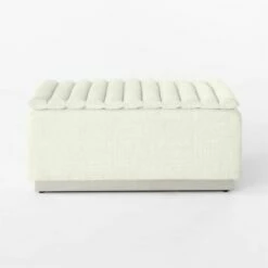Salon Ivory Chenille Ottoman -marin sHOP SalonIvoryOttomanSDSSF22