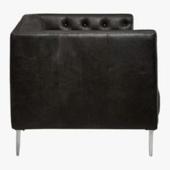 Savile Leather Tufted Apartment Sofa -marin sHOP SavileAptSofaLthrBlkSDF17