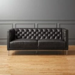 Savile Leather Tufted Apartment Sofa