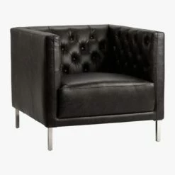Savile Bello Black Leather Tufted Chair -marin sHOP SavileLeatherChairSOF16