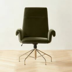Saviti Olive Velvet Office Chair