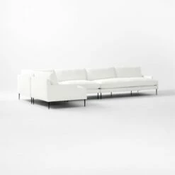 Scalino 4-Piece L-Shaped White Performance Velvet Sectional Sofa With Left Arm Chair -marin sHOP Scalino4PWtStLAChrRALvst3QSSF22
