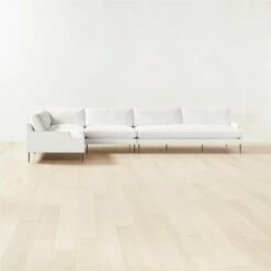 Scalino 4-Piece L-Shaped White Performance Velvet Sectional Sofa With Left Arm Chair