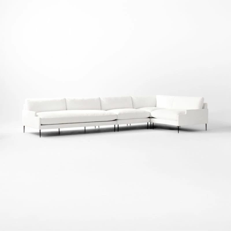 Scalino 4-Piece L-Shaped White Performance Velvet Sectional Sofa With Right Arm Chair 5 Scalino 4-Piece L-Shaped White Performance Velvet Sectional Sofa With Right Arm Chair - Image 3