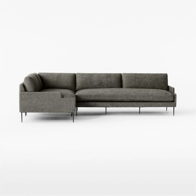 Scalino 3-piece L-Shaped Grey Sectional Sofa With Left Arm Chair 4 Scalino 3-piece L-Shaped Grey Sectional Sofa With Left Arm Chair - Image 2