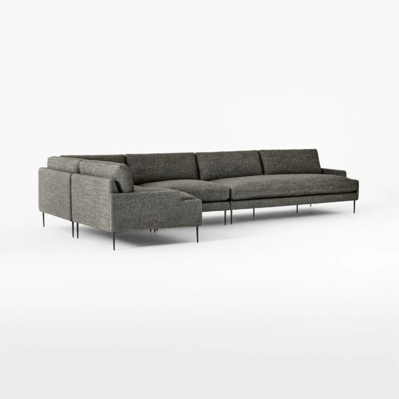 Scalino 4-piece L-Shaped Grey Sectional Sofa With Left Arm Chair 5 Scalino 4-piece L-Shaped Grey Sectional Sofa With Left Arm Chair - Image 3
