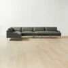 Scalino 4-piece L-Shaped Grey Sectional Sofa With Left Arm Chair