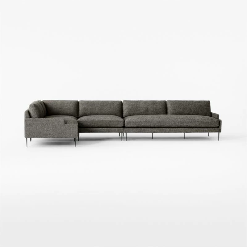 Scalino 4-piece L-Shaped Grey Sectional Sofa With Left Arm Chair 4 Scalino 4-piece L-Shaped Grey Sectional Sofa With Left Arm Chair - Image 2