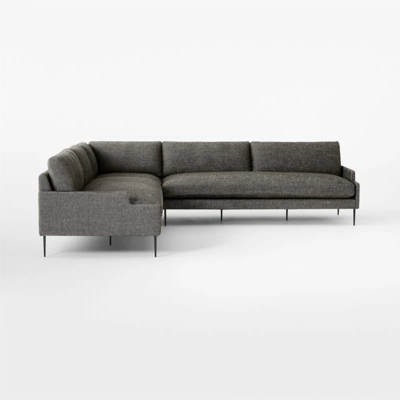 Scalino 3-piece L-Shaped Grey Sectional Sofa With Double Loveseat 4 Scalino 3-piece L-Shaped Grey Sectional Sofa With Double Loveseat - Image 2