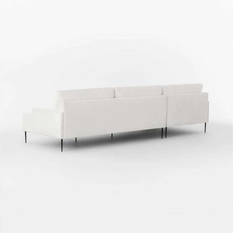 Scalino 2-Piece L-Shaped White Performance Velvet Sectional Sofa With Left Arm Chaise 7 Scalino 2-Piece L-Shaped White Performance Velvet Sectional Sofa With Left Arm Chaise - Image 5