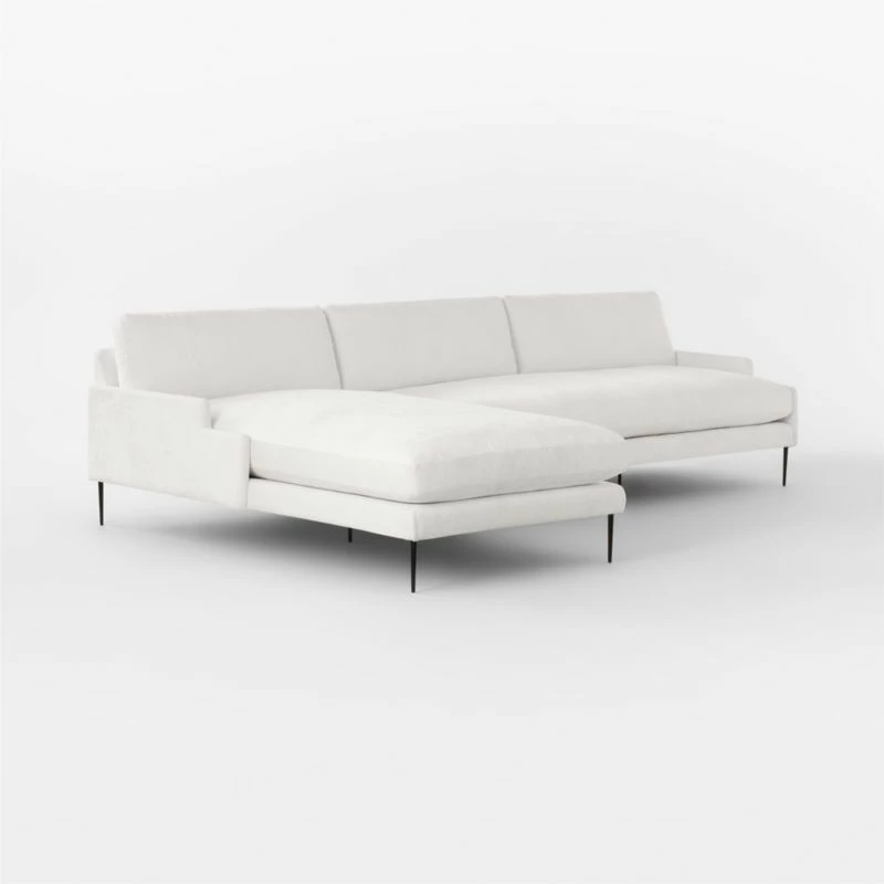 Scalino 2-Piece L-Shaped White Performance Velvet Sectional Sofa With Left Arm Chaise 5 Scalino 2-Piece L-Shaped White Performance Velvet Sectional Sofa With Left Arm Chaise - Image 3