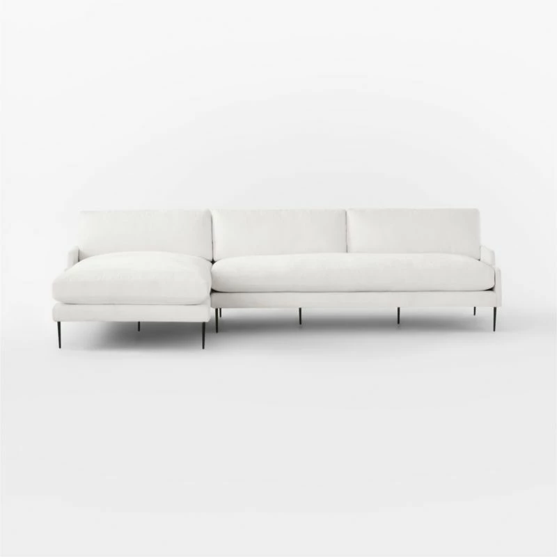 Scalino 2-Piece L-Shaped White Performance Velvet Sectional Sofa With Left Arm Chaise 4 Scalino 2-Piece L-Shaped White Performance Velvet Sectional Sofa With Left Arm Chaise - Image 2