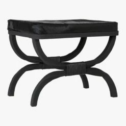 Serpette Black Cowhide Stool -marin sHOP SerpetteBlkCowhideStool3QS19