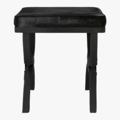 Serpette Black Cowhide Stool -marin sHOP SerpetteBlkCowhideStoolSDS19