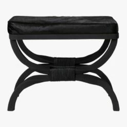 Serpette Black Cowhide Stool -marin sHOP SerpetteBlkCowhideStoolSOS19