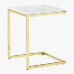 Smart Brass C Table With White Marble Top -marin sHOP SmartMarbleBrassCTable3QS18