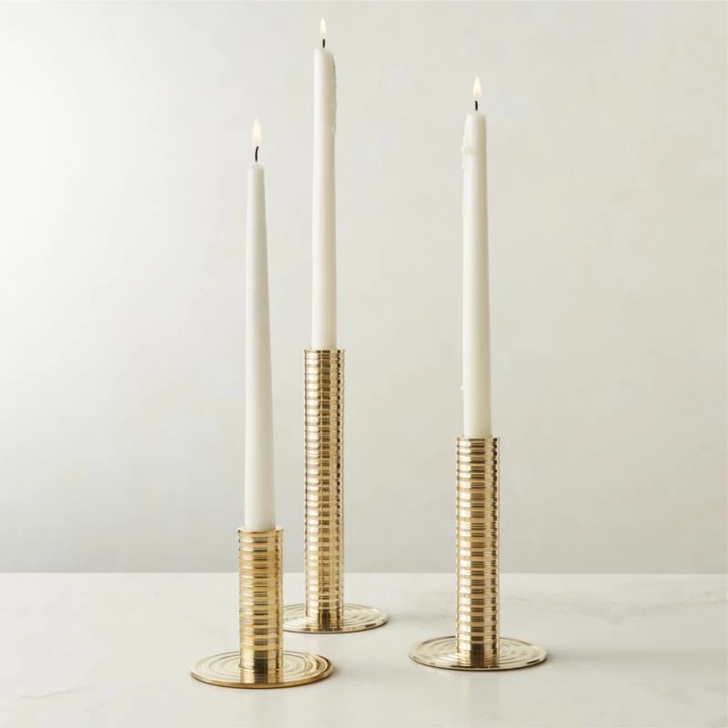 Spencer Brass Taper Candle Holder Set Of 3 4 Spencer Brass Taper Candle Holder Set Of 3 - Image 2