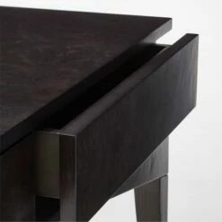 Spillo 2-Drawer Black Burl Wood Desk -marin sHOP SpilloBurlWoodDeskAVSSF22