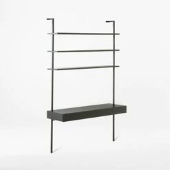 Stairway 2-Drawer Black Wall Mount Desk With Shelves 96'' -marin sHOP Stairway96inWideDeskBlk3QSSF21