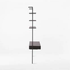 Stairway 2-Drawer Black Wall Mount Desk With Shelves 96'' -marin sHOP Stairway96inWideDeskBlkSDSSF21