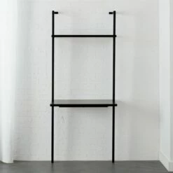 Stairway Black Wall Mount Desk With Shelf 72.5''