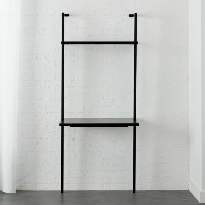 Stairway Black Wall Mount Desk With Shelf 72.5'' 3 Stairway Black Wall Mount Desk With Shelf 72.5''