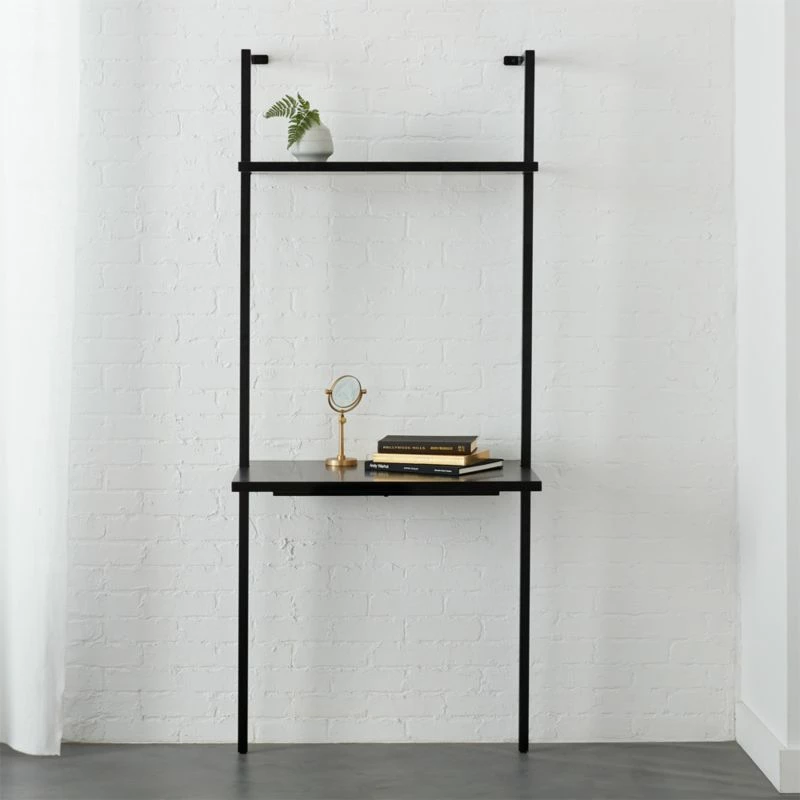 Stairway Black Wall Mount Desk With Shelf 72.5'' 4 Stairway Black Wall Mount Desk With Shelf 72.5'' - Image 2