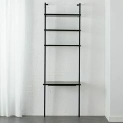 Stairway Black Wall Mount Desk With Shelves 96''