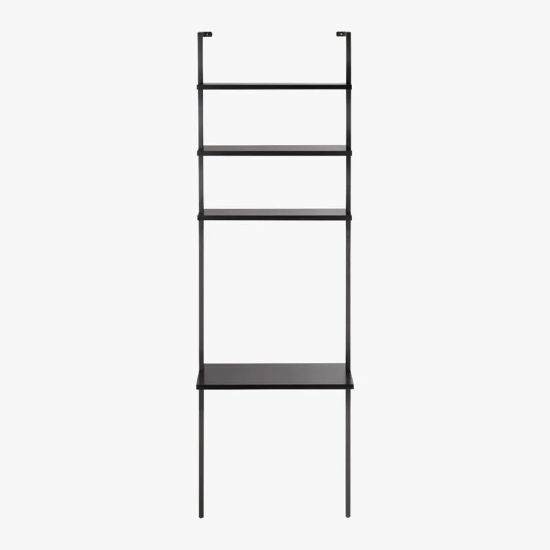 Stairway Black Wall Mount Desk With Shelves 96'' 5 Stairway Black Wall Mount Desk With Shelves 96'' - Image 3
