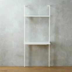 Stairway White Wall Mount Desk With Shelf 72.5''
