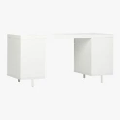 Stairway 6-Drawer White Wood Desk -marin sHOP StairwayModDskW2DrwrWt3QBS20